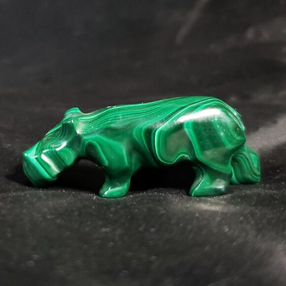 Vintage 2.25" Carved malachite hippopotamus Figurine - Picture 6 of 8